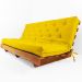 Sofá Cama Futon L Sarja Amarelo em Madeira Nobre Maciça