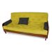 Sofá Cama Paris Acquablock Amarelo Madeira Maciça Cor Imbuia