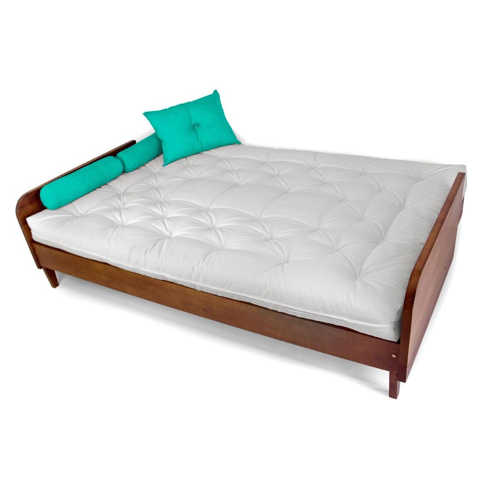 Sofá Cama Paris Acquablock Branco Off Madeira Maciça Cor Imbuia