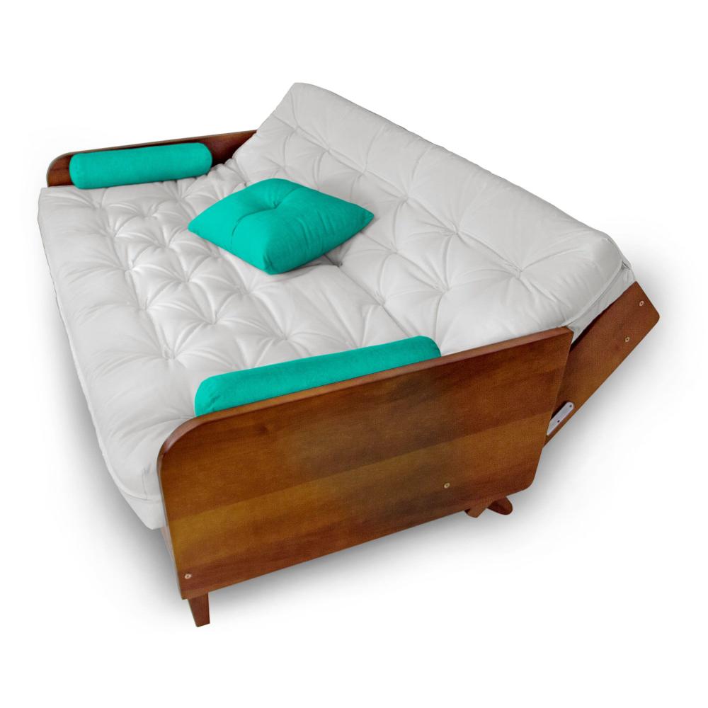 Sofá Cama Paris Acquablock Branco Off Madeira Maciça Cor Imbuia