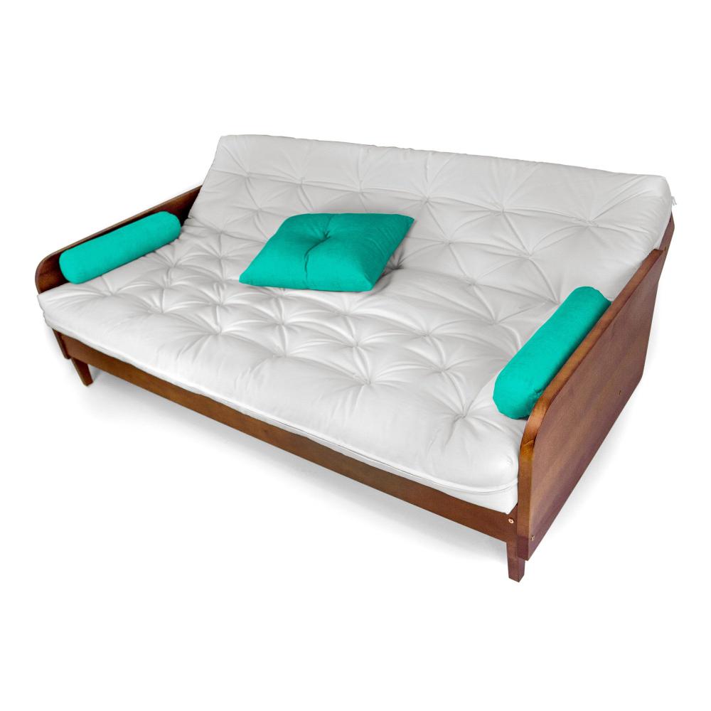 Sofá Cama Paris Acquablock Branco Off Madeira Maciça Cor Imbuia