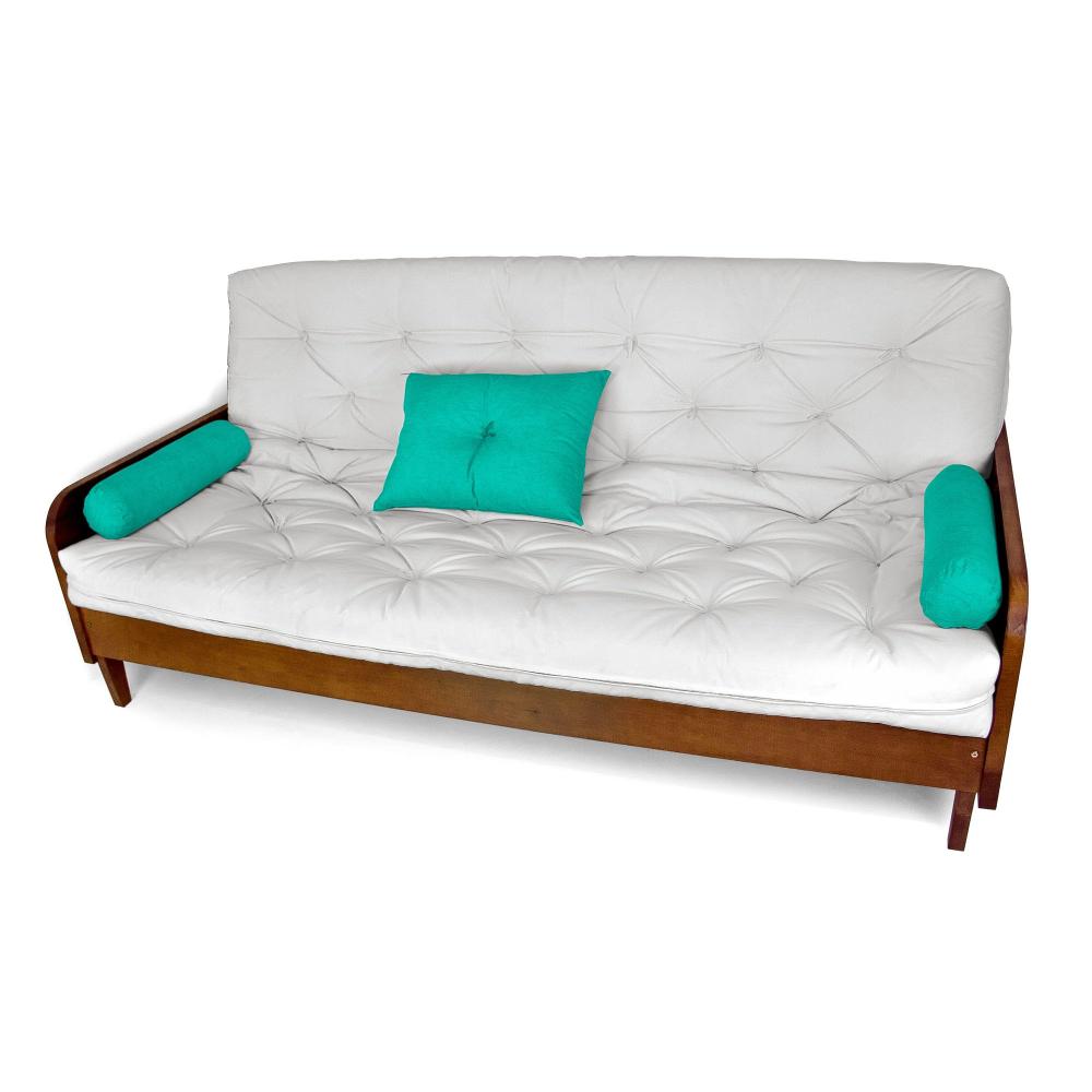 Sofá Cama Paris Acquablock Branco Off Madeira Maciça Cor Imbuia