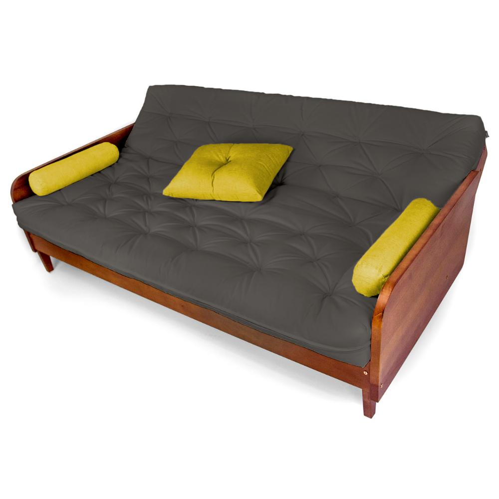 Sofá Cama Paris Acquablock Chumbo Madeira Maciça Cor Imbuia