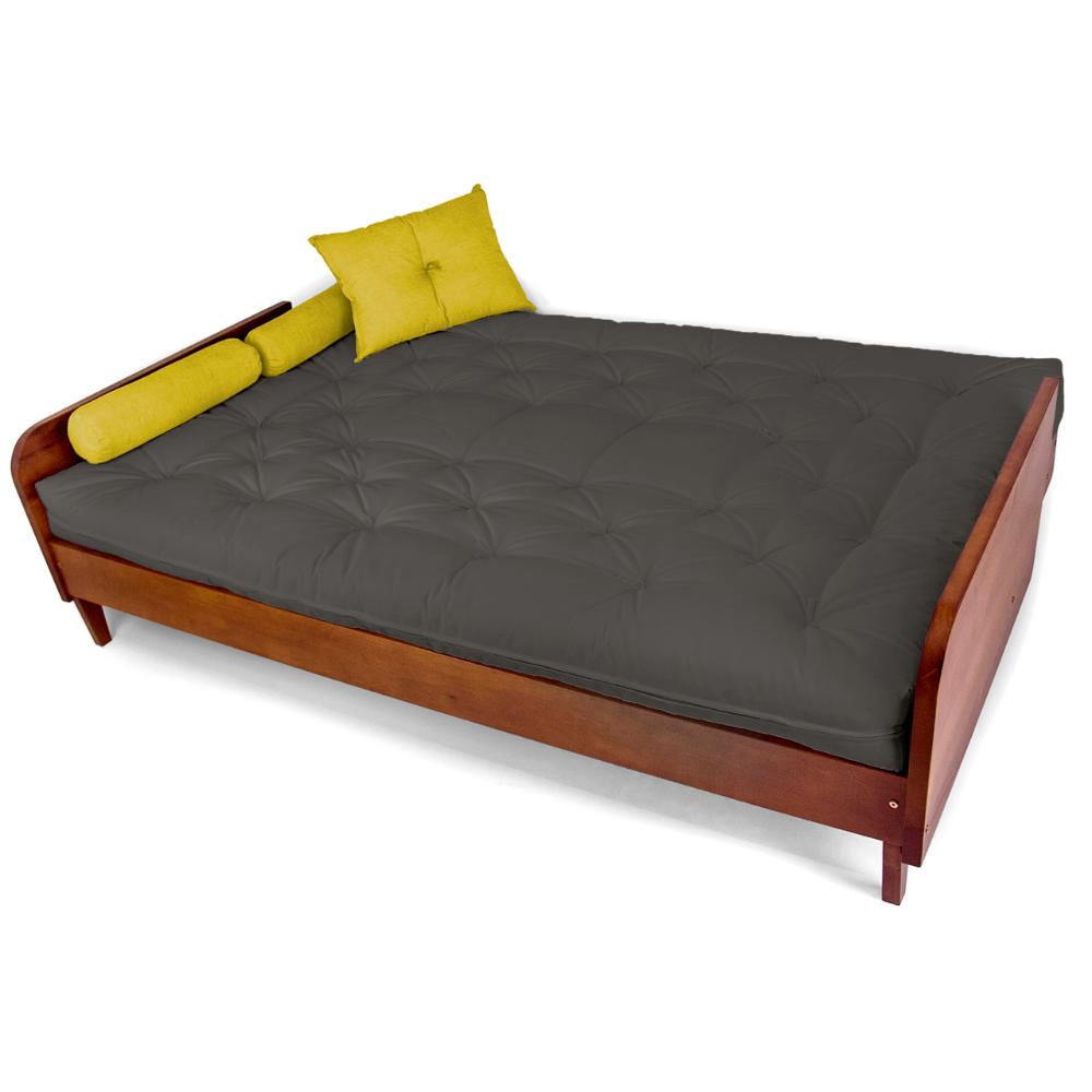 Sofá Cama Paris Acquablock Chumbo Madeira Maciça Cor Imbuia