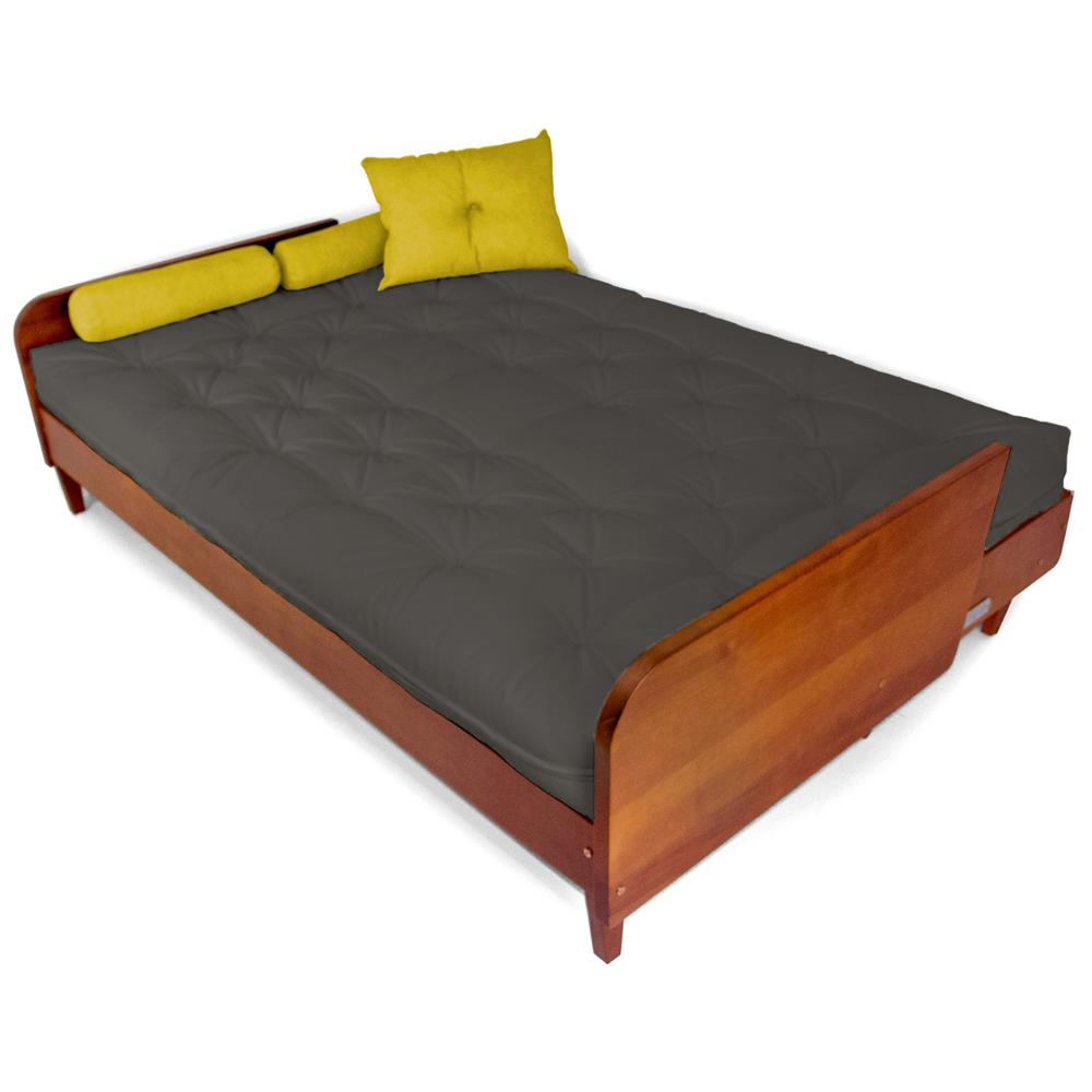 Sofá Cama Paris Acquablock Chumbo Madeira Maciça Cor Imbuia