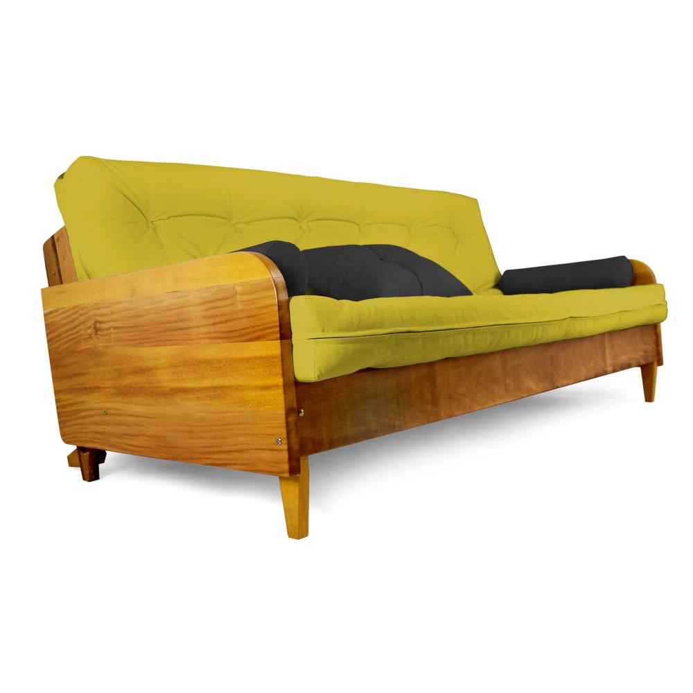 Sofá Cama Paris Acquablock Madeira Nobre Natural - Amarelo