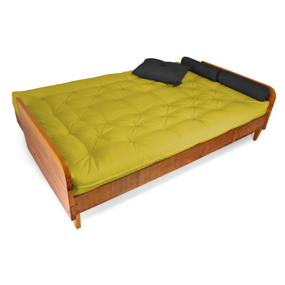 Sofá Cama Paris Acquablock Madeira Nobre Natural - Amarelo