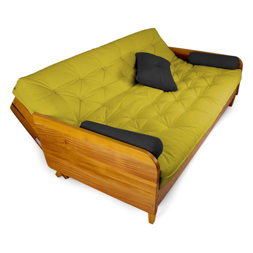Sofá Cama Paris Acquablock Madeira Nobre Natural - Amarelo