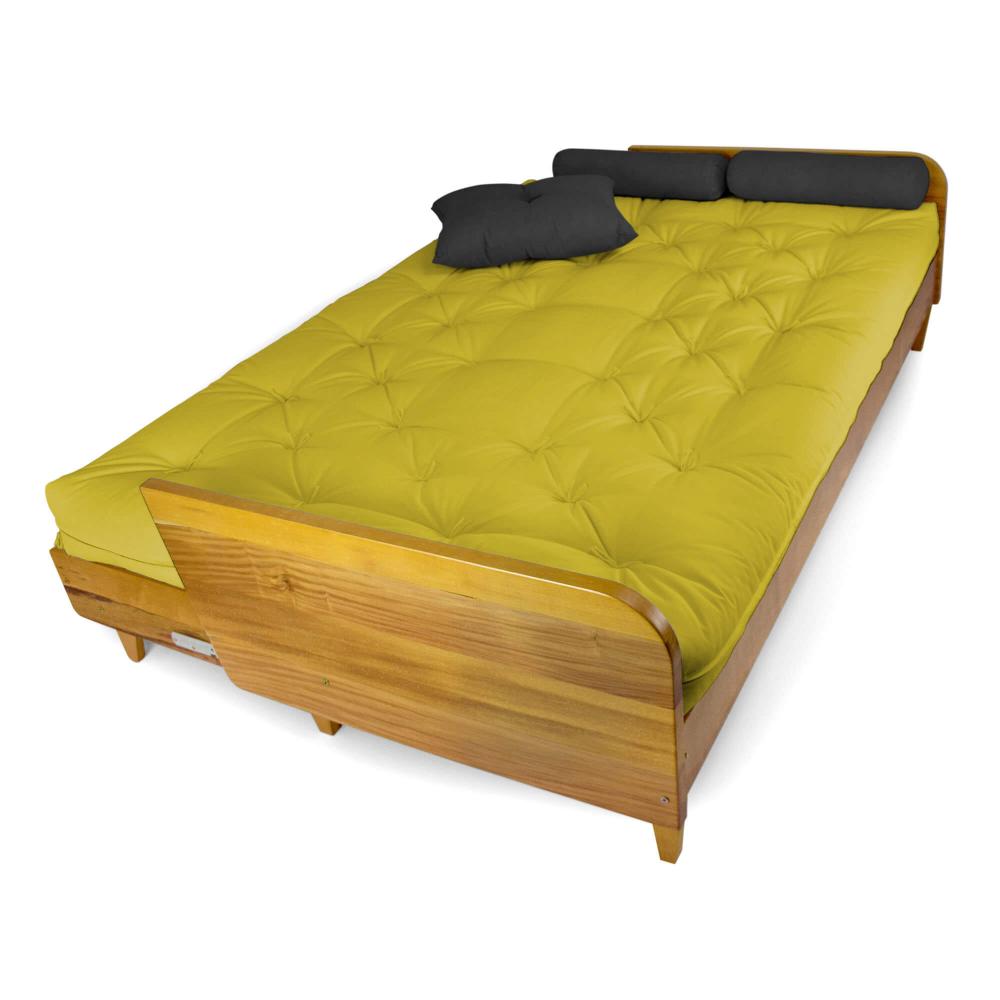 Sofá Cama Paris Acquablock Madeira Nobre Natural - Amarelo