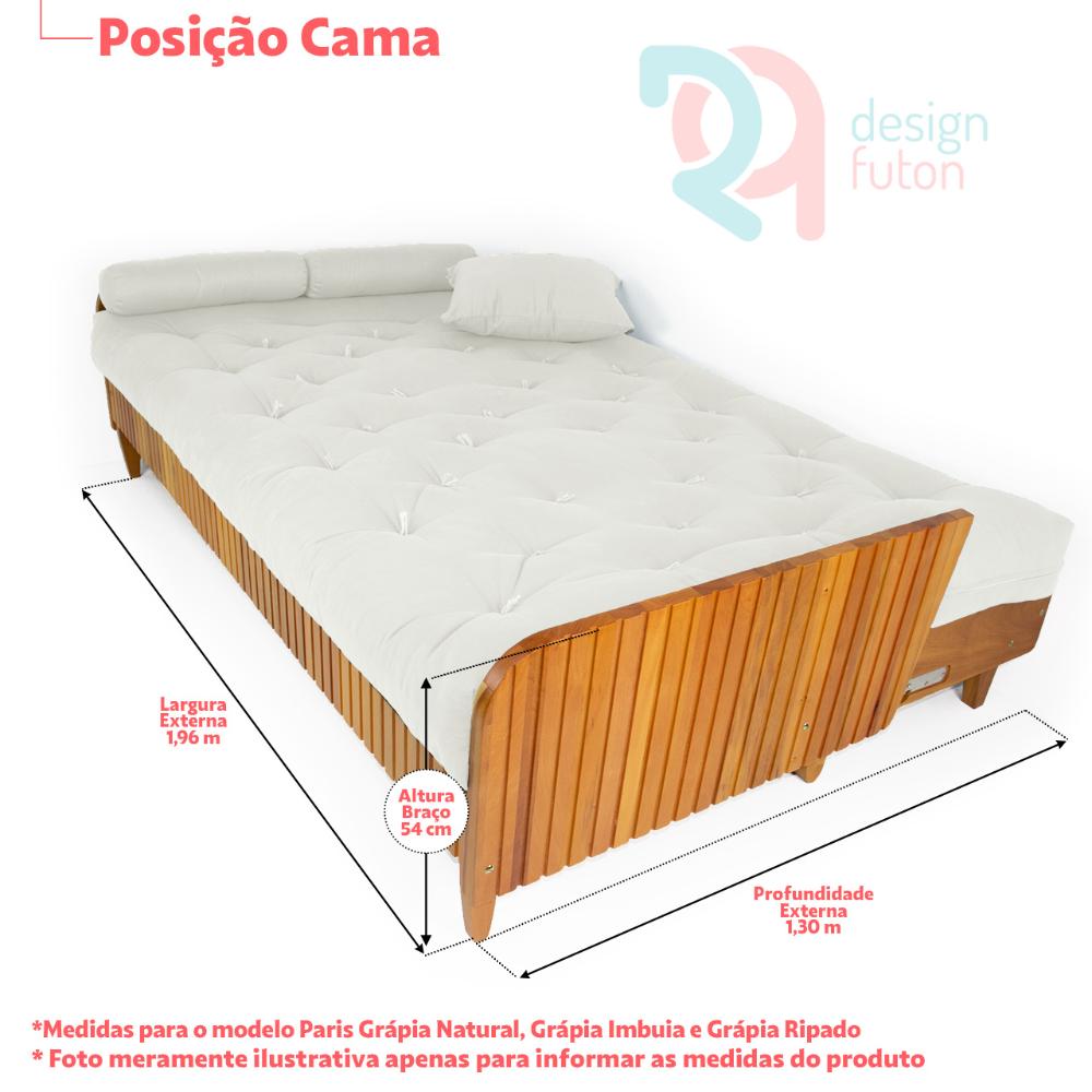 Sofá Cama Paris Acquablock Madeira Nobre Natural - Branco Off