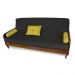 Sofá Cama Paris Acquablock Preto Madeira Maciça Cor Imbuia