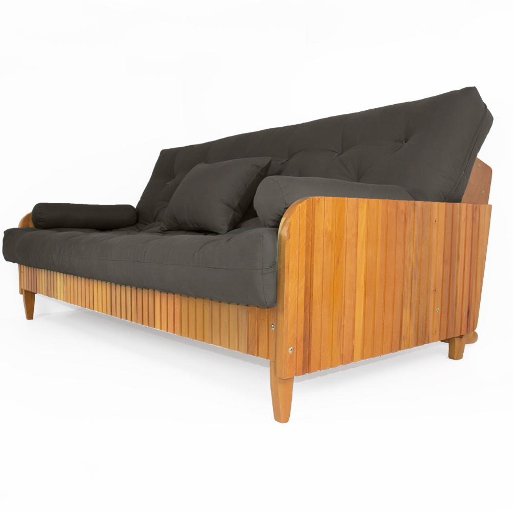 Sofá Cama Paris Ripado Acquablock Madeira Nobre - Chumbo