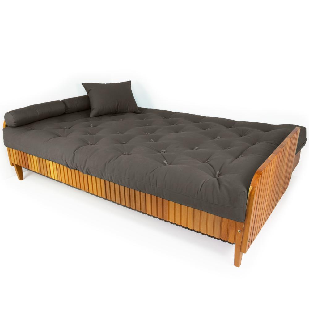 Sofá Cama Paris Ripado Acquablock Madeira Nobre - Chumbo