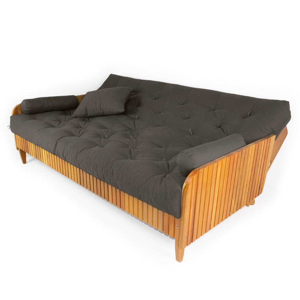 Sofá Cama Paris Ripado Acquablock Madeira Nobre - Chumbo