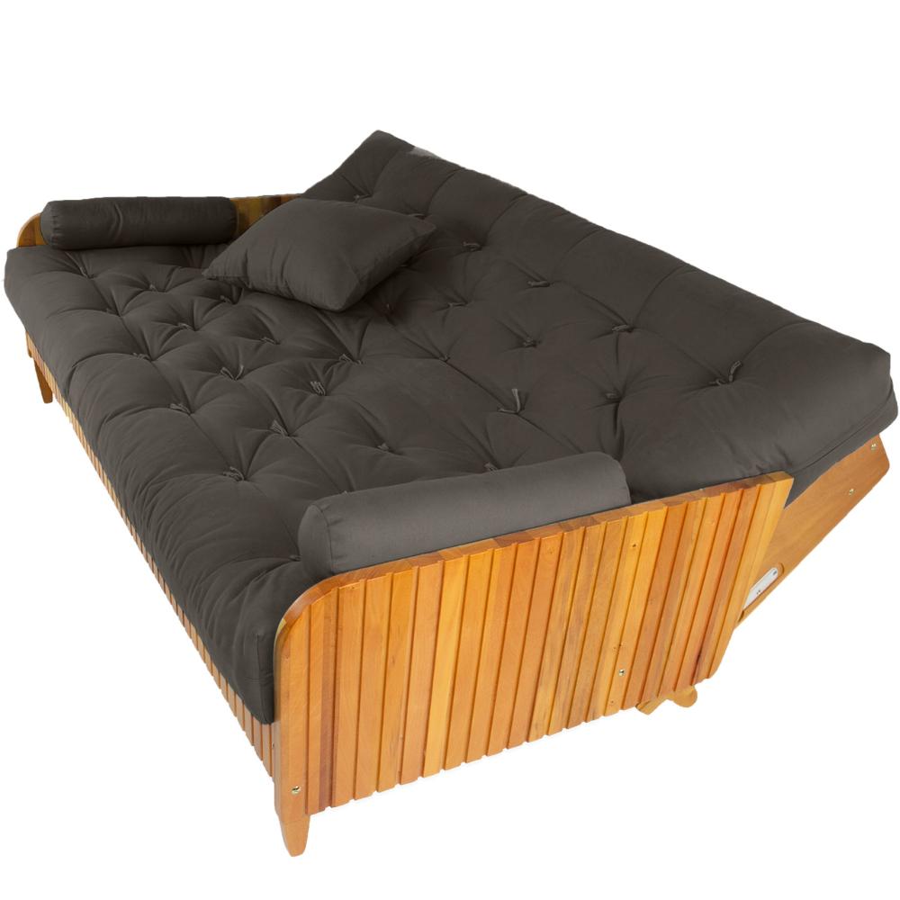 Sofá Cama Paris Ripado Acquablock Madeira Nobre - Chumbo