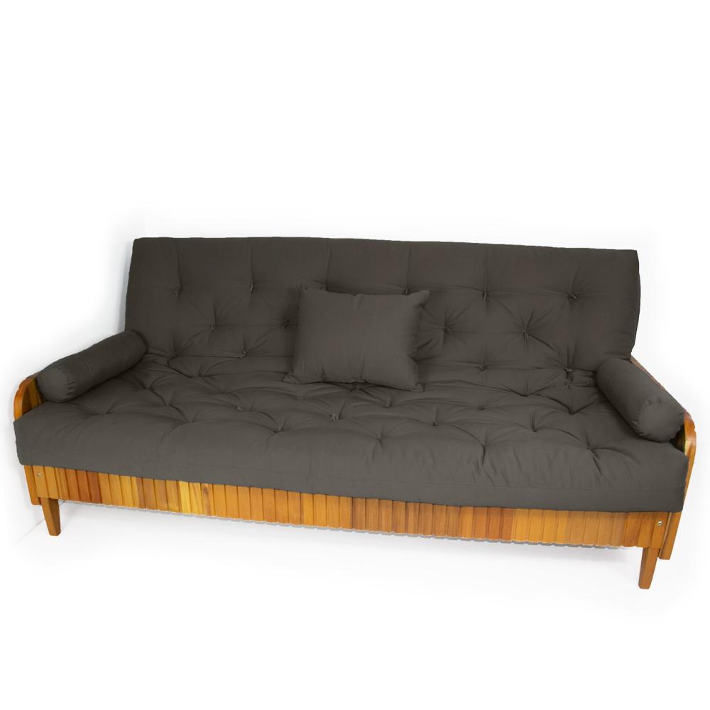 Sofá Cama Paris Ripado Acquablock Madeira Nobre - Chumbo