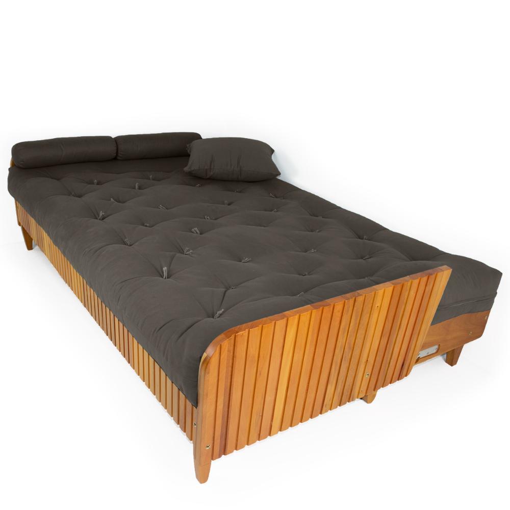 Sofá Cama Paris Ripado Acquablock Madeira Nobre - Chumbo