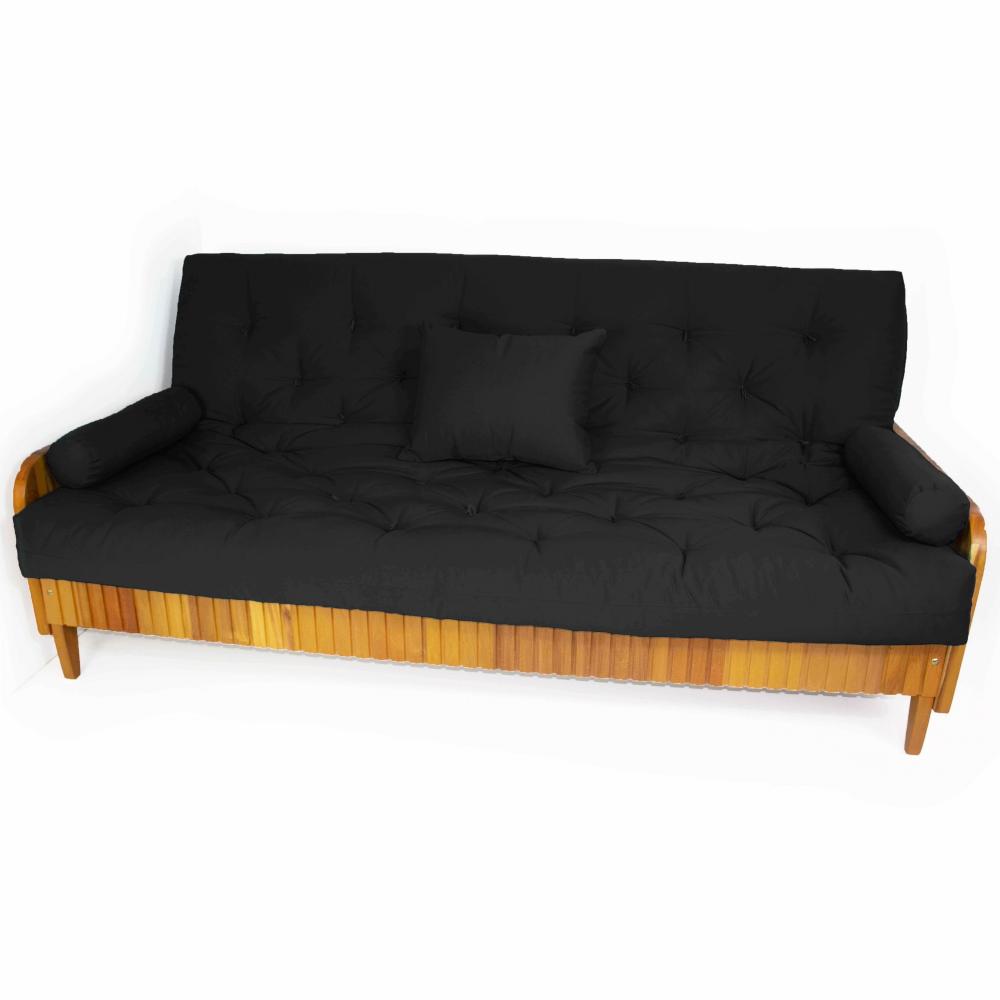Sofá Cama Paris Ripado Acquablock Madeira Nobre - Preto