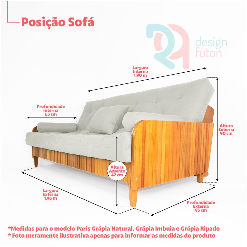 Sofá Cama Paris Ripado Sarja Caramelo Madeira Nobre