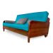 Sofá Cama Paris Sarja Azul Tiffany Madeira Nobre Cor Imbuia