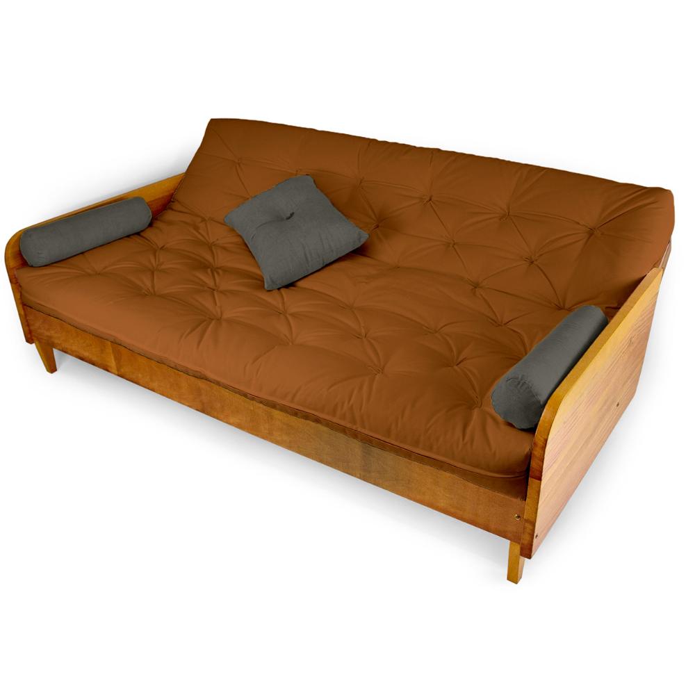Sofá Cama Paris Sarja Madeira Nobre Natural - Caramelo