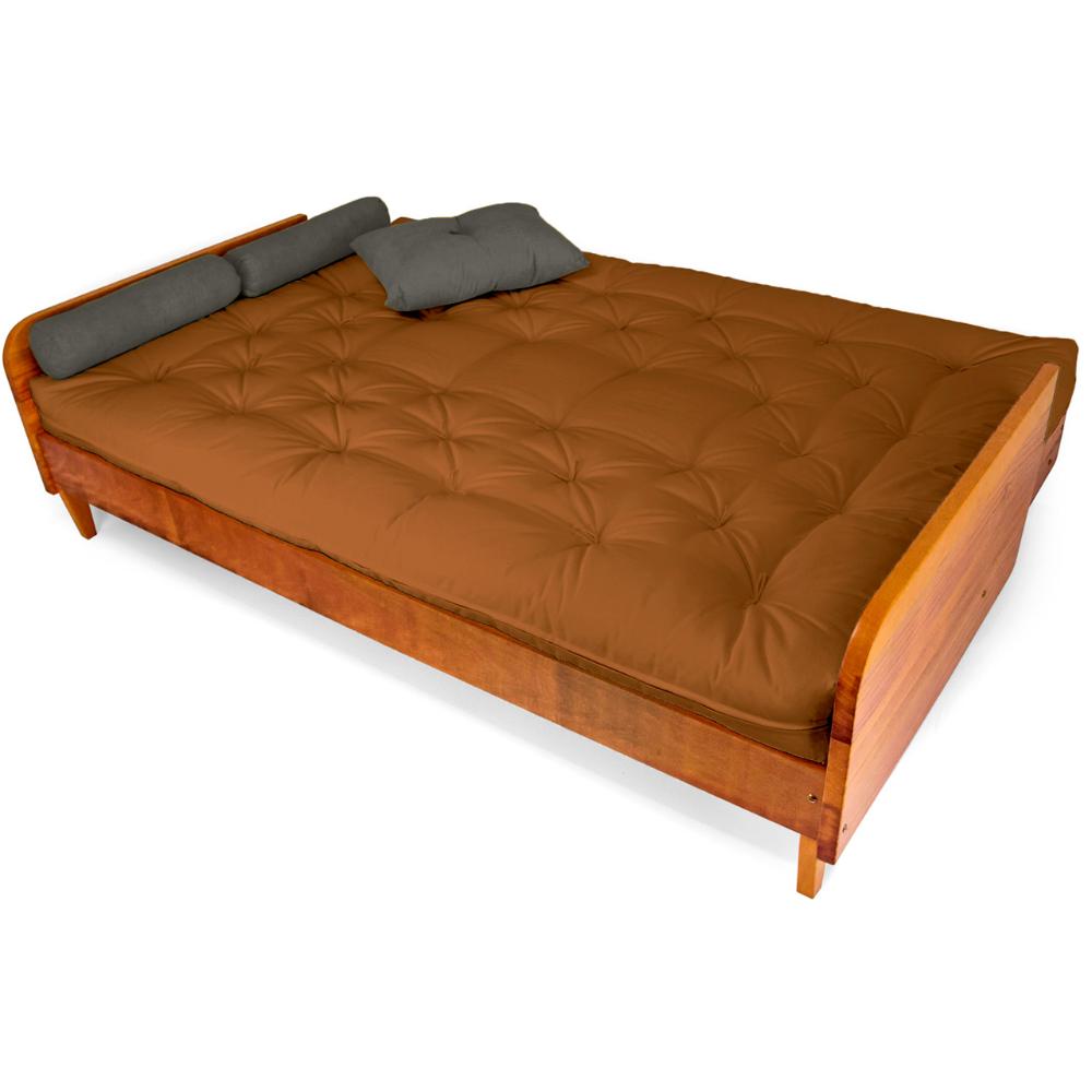 Sofá Cama Paris Sarja Madeira Nobre Natural - Caramelo