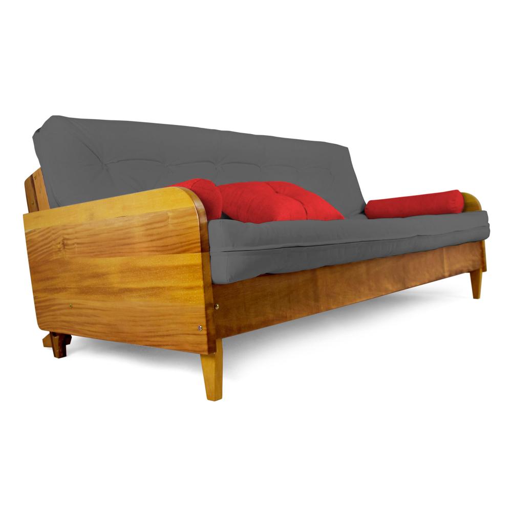 Sofá Cama Paris Sarja Madeira Nobre Natural - Cinza