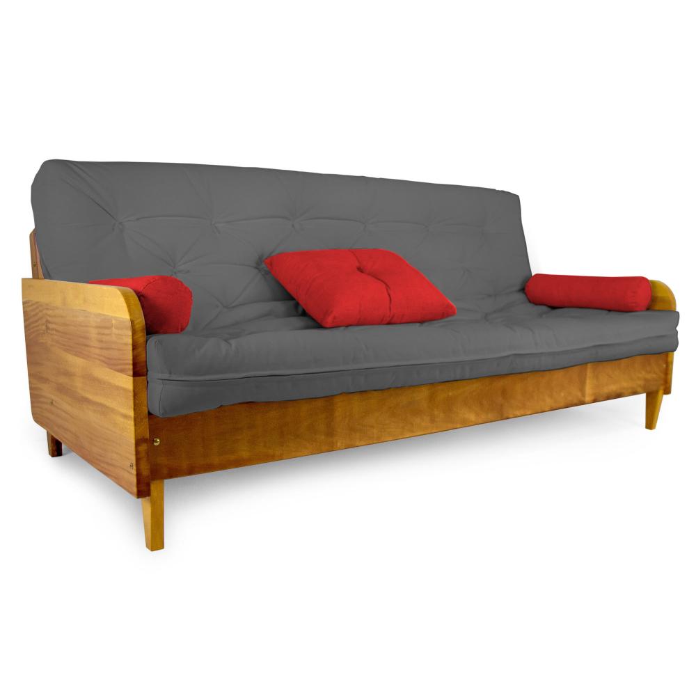 Sofá Cama Paris Sarja Madeira Nobre Natural - Cinza