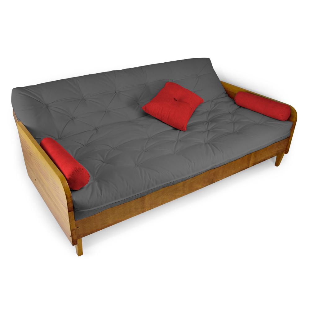 Sofá Cama Paris Sarja Madeira Nobre Natural - Cinza