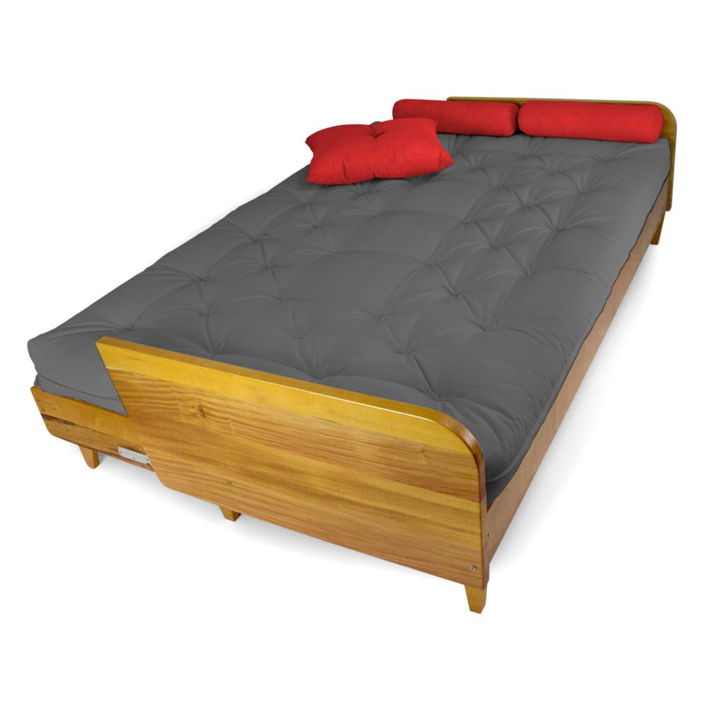 Sofá Cama Paris Sarja Madeira Nobre Natural - Cinza