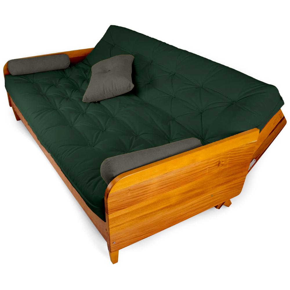 Sofá Cama Paris Sarja Madeira Nobre Natural - Verde Militar