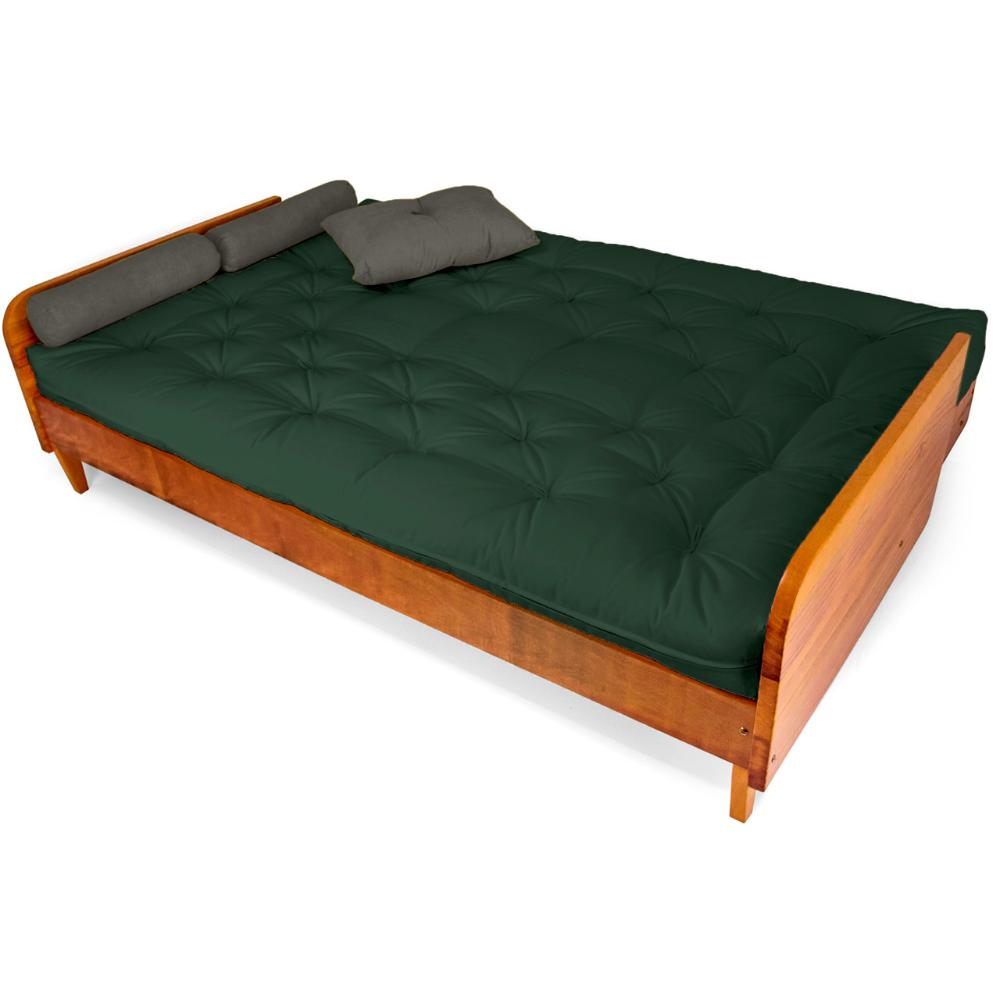 Sofá Cama Paris Sarja Madeira Nobre Natural - Verde Militar