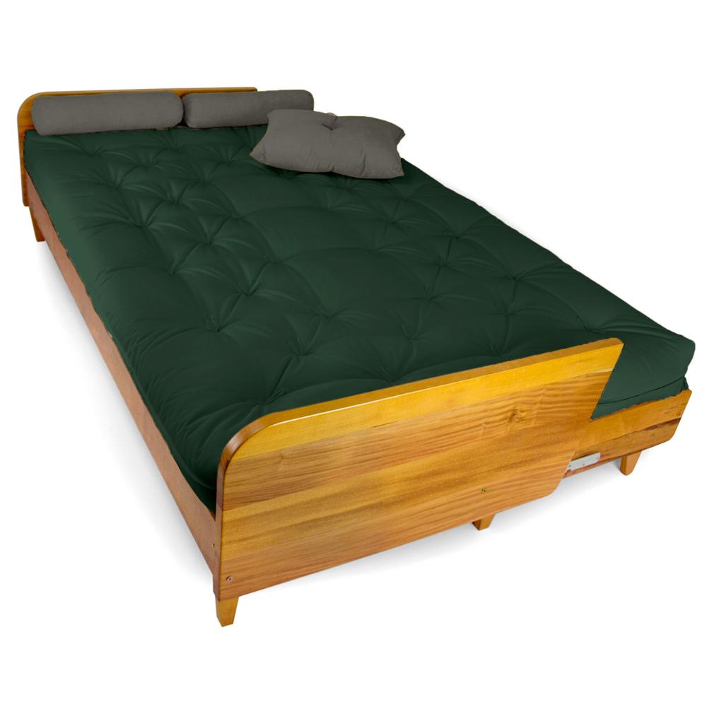 Sofá Cama Paris Sarja Madeira Nobre Natural - Verde Militar