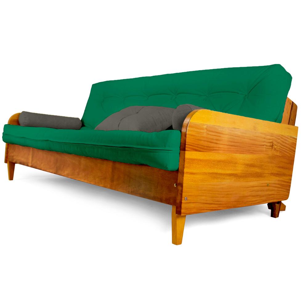 Sofá Cama Paris Sarja Verde Bandeira Madeira Maciça Alto Padrão