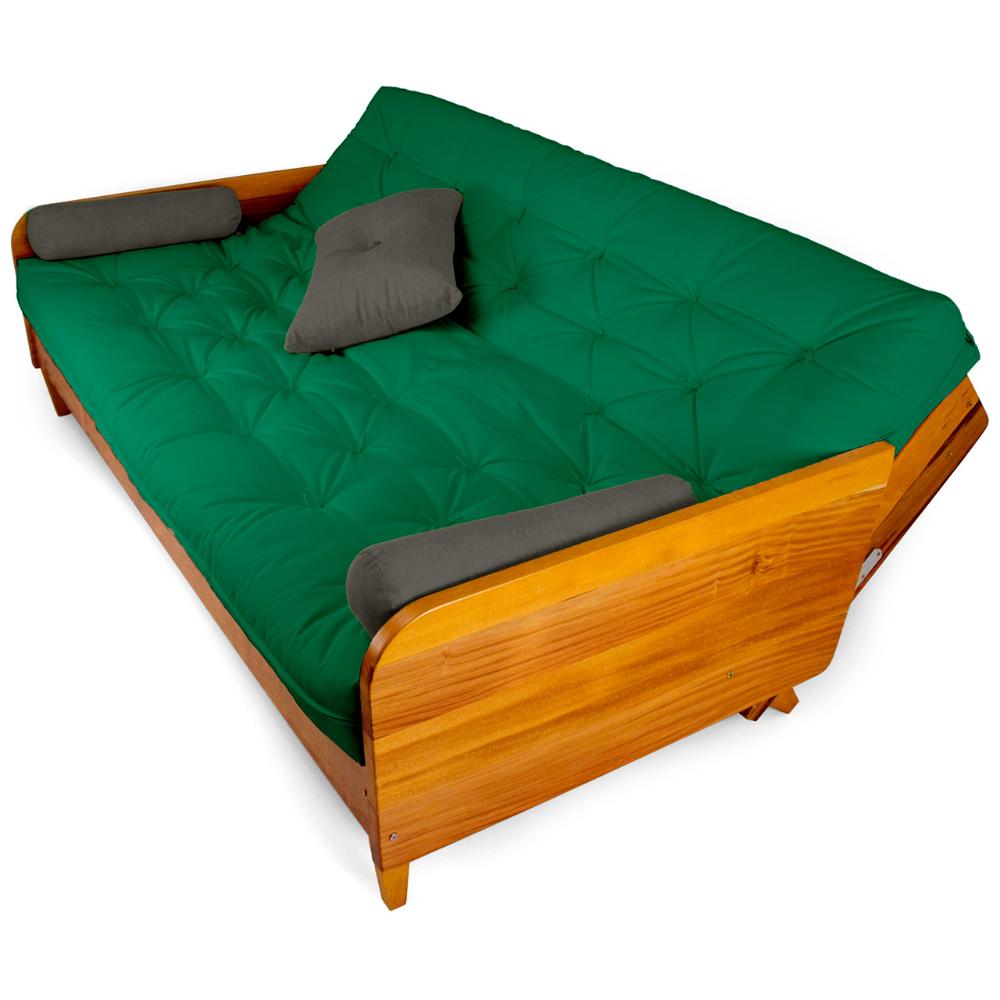 Sofá Cama Paris Sarja Verde Bandeira Madeira Maciça Alto Padrão