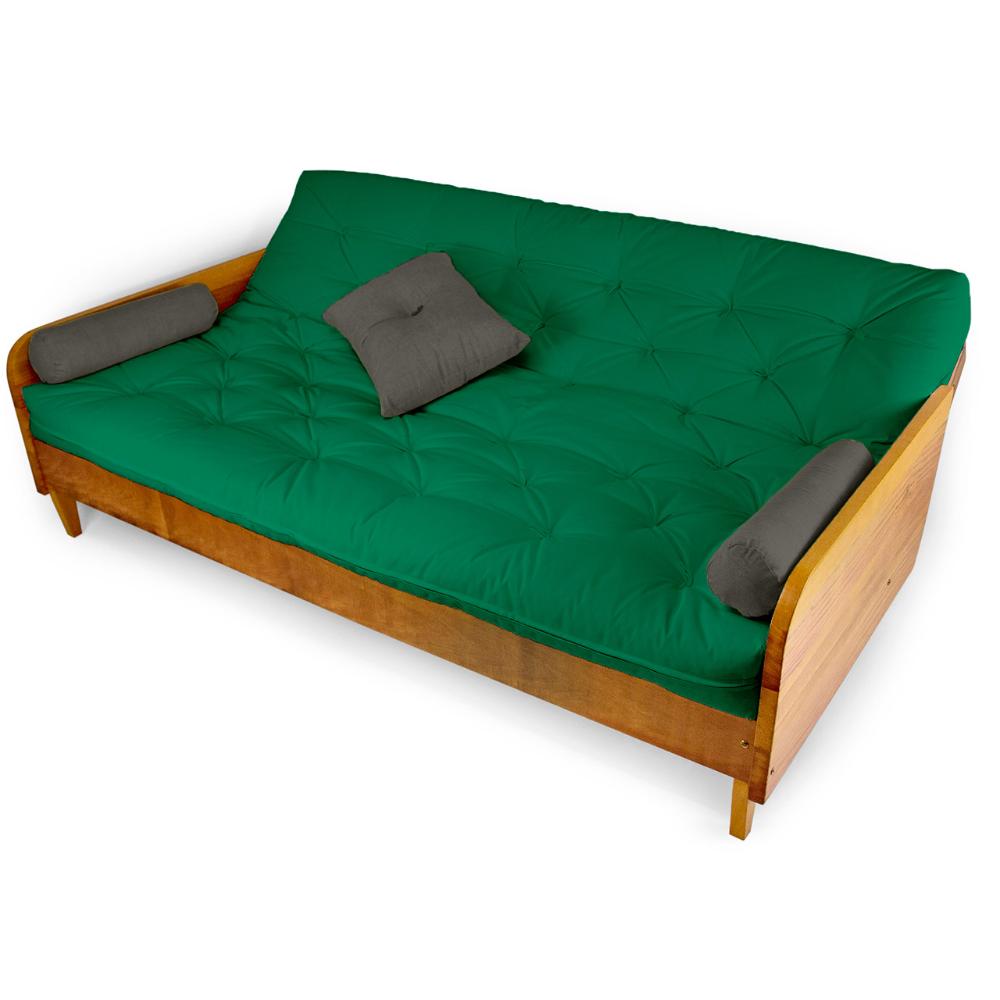 Sofá Cama Paris Sarja Verde Bandeira Madeira Maciça Alto Padrão