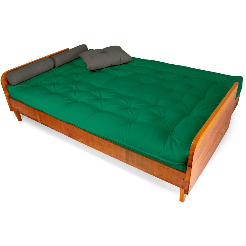 Sofá Cama Paris Sarja Verde Bandeira Madeira Maciça Alto Padrão