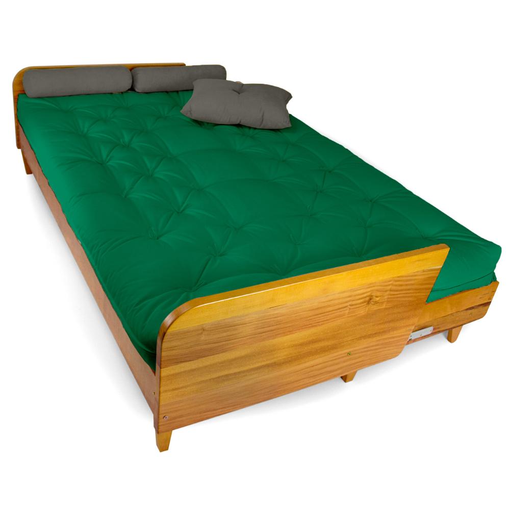 Sofá Cama Paris Sarja Verde Bandeira Madeira Maciça Alto Padrão