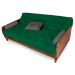 Sofá Cama Paris Sarja Verde Bandeira Madeira Nobre Cor Imbuia