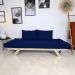 Sofá Japão Futon Acquablock Azul Royal Em Madeira Maciça