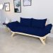 Sofá Japão Futon Acquablock Azul Royal Em Madeira Maciça