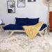 Sofá Japão Futon Acquablock Azul Royal Em Madeira Maciça