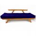 Sofá Japão Futon Acquablock Azul Royal Madeira Cor Mel