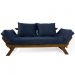 Sofá Japão Futon Acquablock Madeira Cor Imbuia - Azul Royal