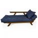 Sofá Japão Futon Acquablock Madeira Cor Imbuia - Azul Royal