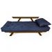 Sofá Japão Futon Acquablock Madeira Cor Imbuia - Azul Royal