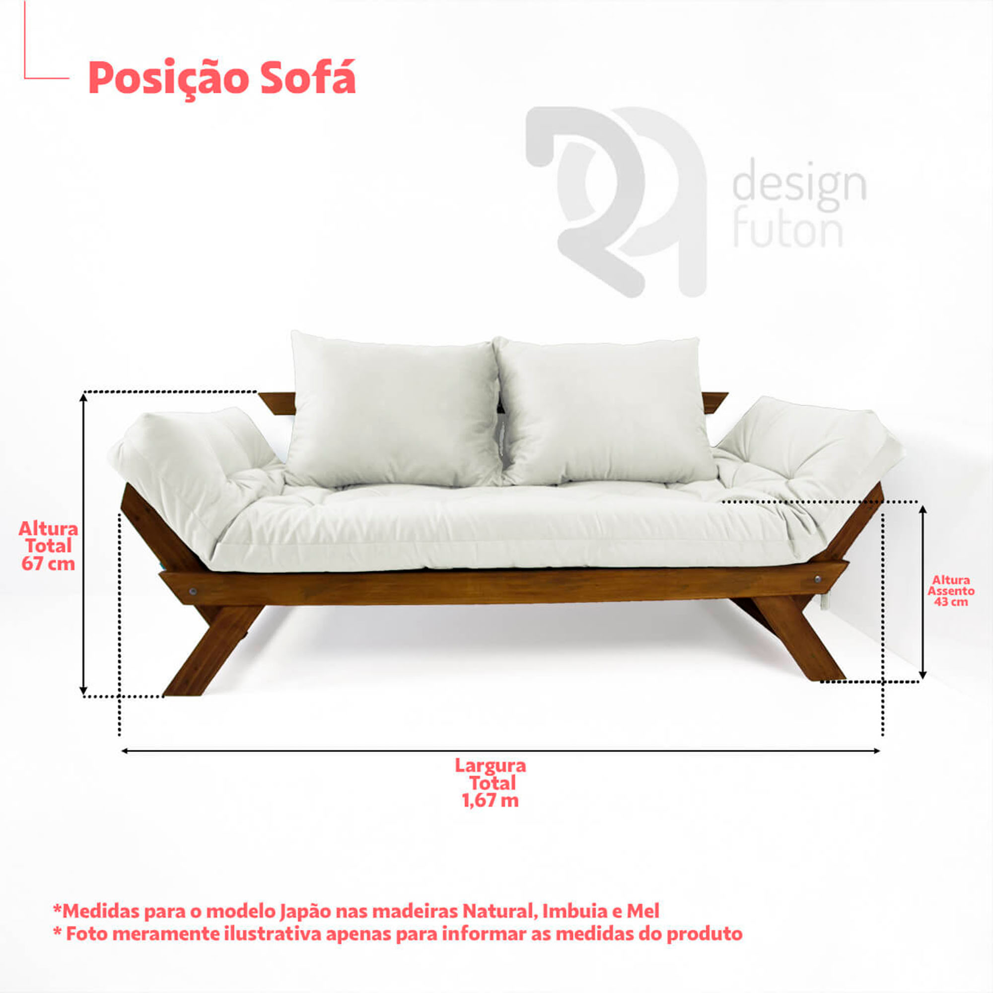 Sofá Japão Futon Acquablock Madeira Cor Imbuia - Azul Royal