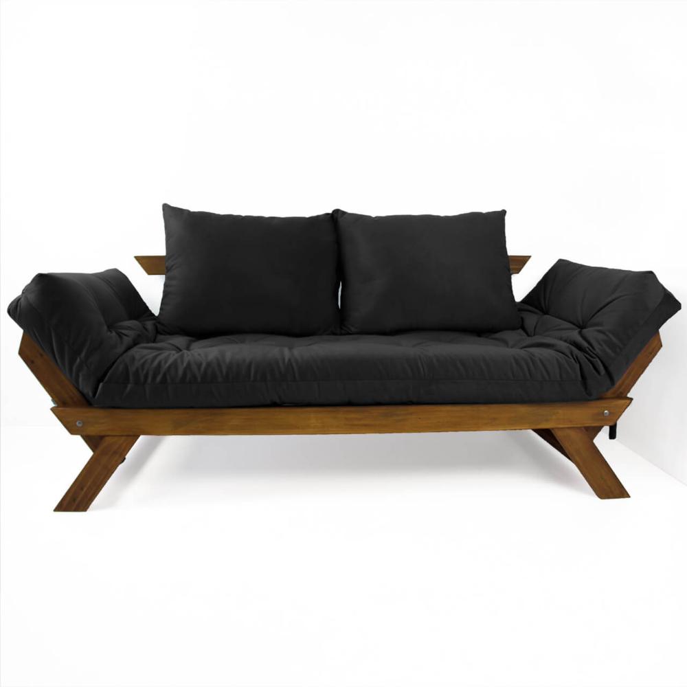 Sofá Japão Futon Acquablock Madeira Cor Imbuia - Preto