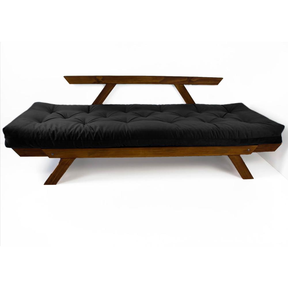 Sofá Japão Futon Acquablock Madeira Cor Imbuia - Preto