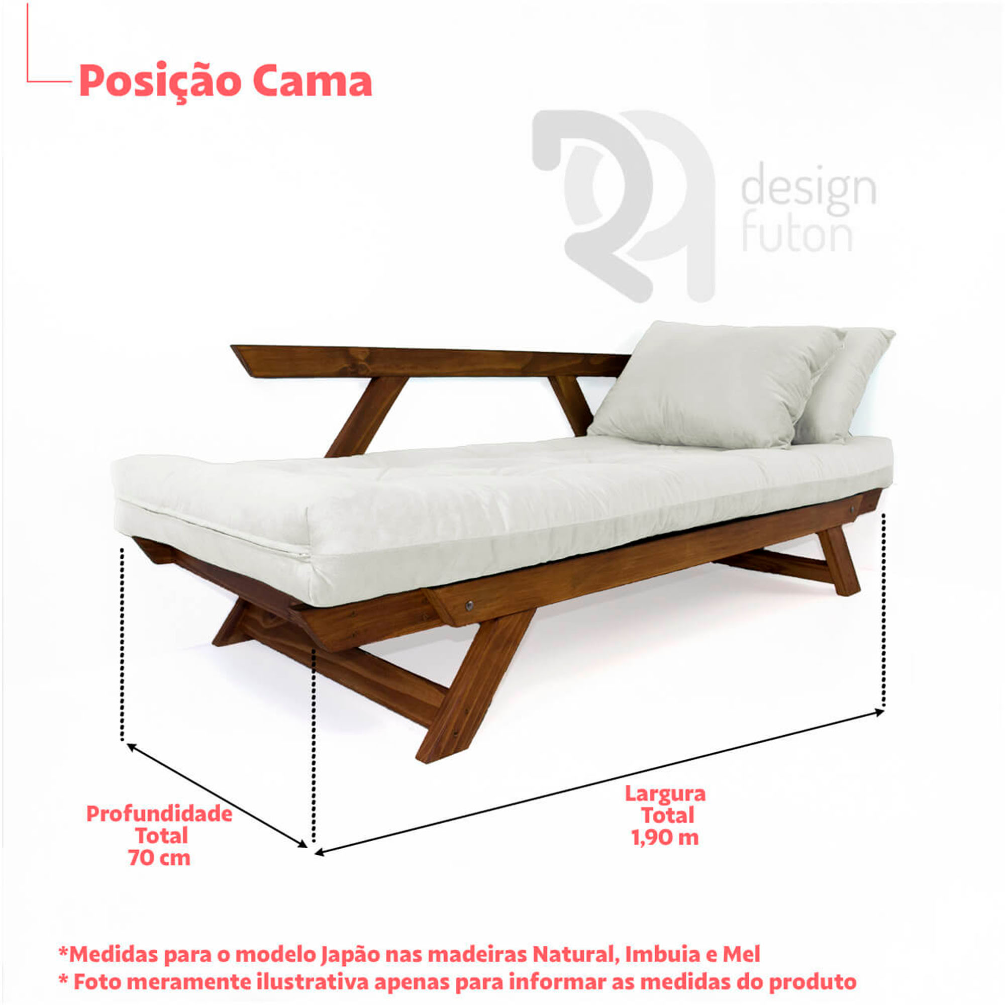 Sofá Japão Futon Acquablock Madeira Cor Imbuia